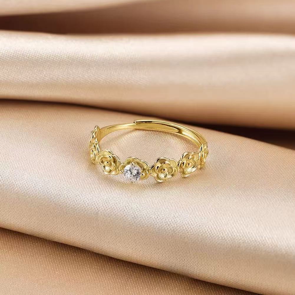 Rose Bloom – Vermeil & CZ Adjustable Ring