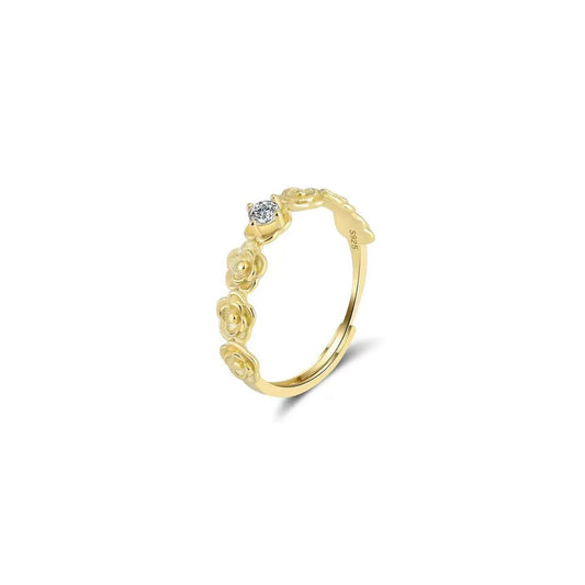 Rose Bloom – Vermeil & CZ Adjustable Ring