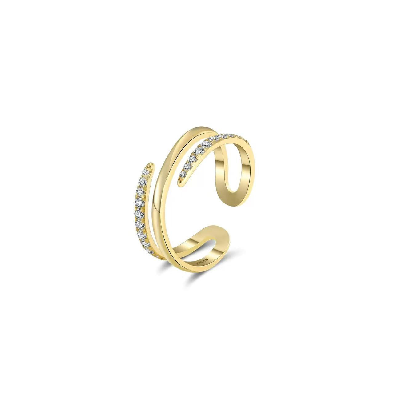 Wave Spark – Vermeil & CZ Adjustable Ring