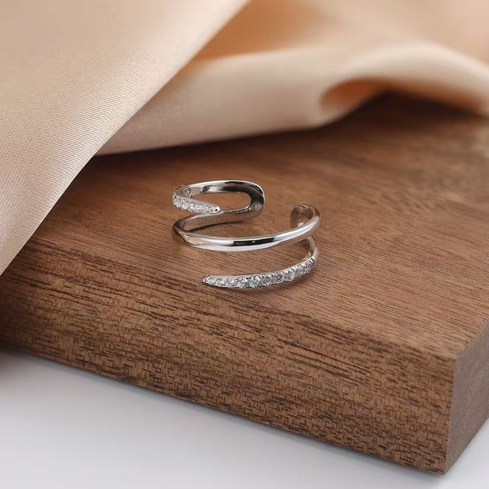 Wave Spark – Vermeil & CZ Adjustable Ring