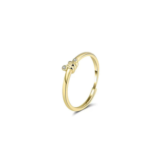 Tiny Knot – Vermeil & CZ Adjustable Ring