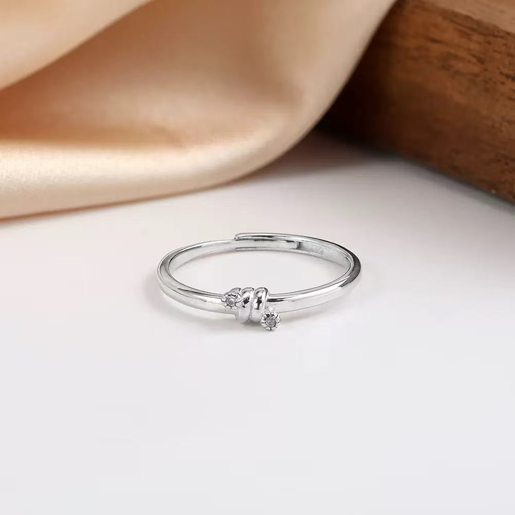 Tiny Knot – Vermeil & CZ Adjustable Ring