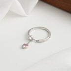 Sweetheart Heart Drop Adjustable Ring Multi-Stone Rings