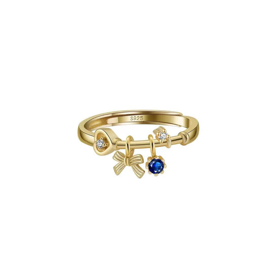 Charm Bow – Vermeil & CZ Adjustable Ring