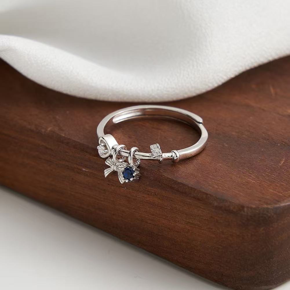 Charm Bow – Vermeil & CZ Adjustable Ring