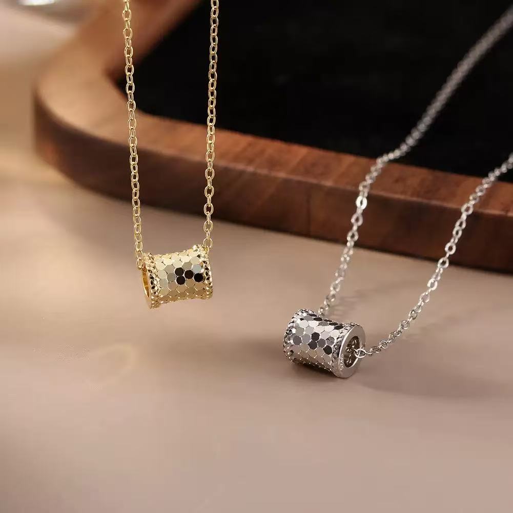 Lucky Barrel Pendant Necklace – 925 Sterling Silver & Gold Vermeil Chain