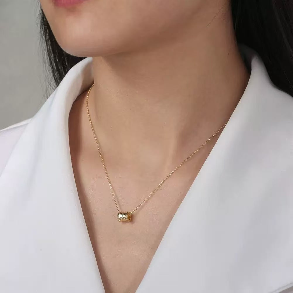 Lucky Barrel Pendant Necklace – 925 Sterling Silver & Gold Vermeil Chain