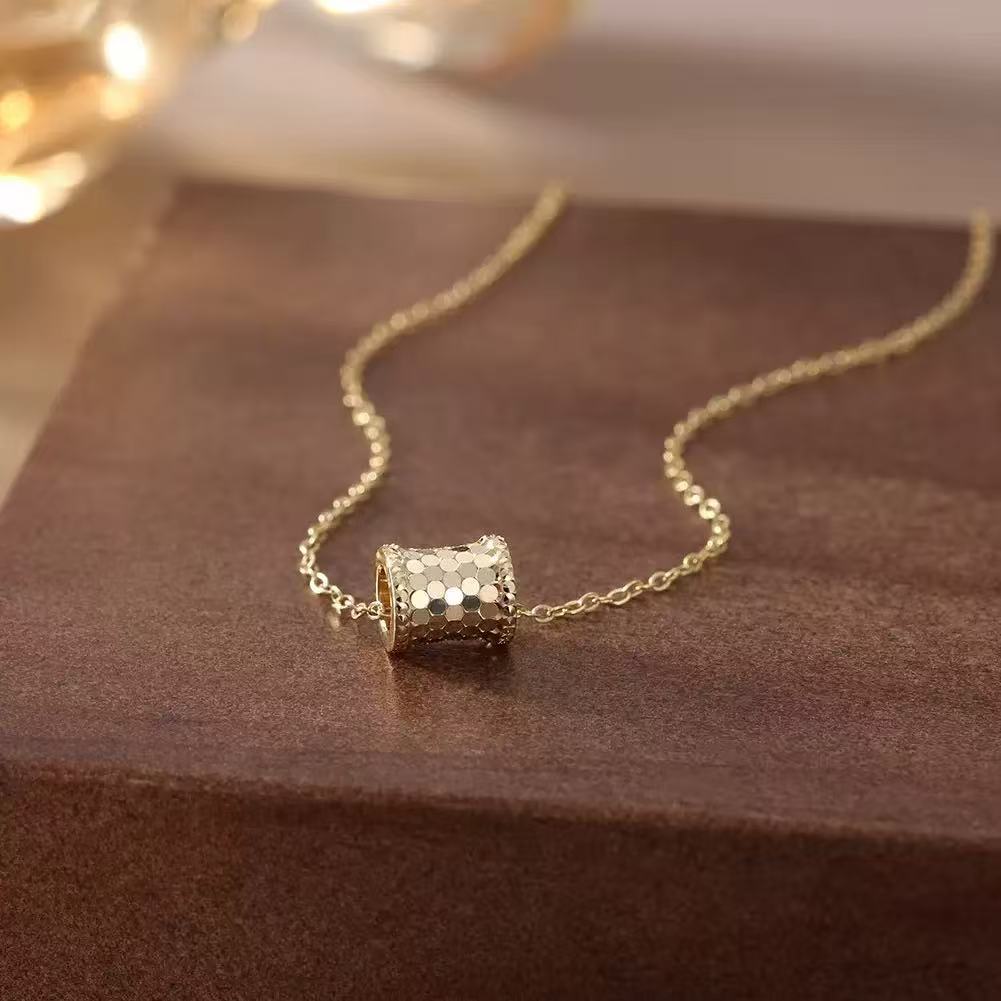 Lucky Barrel Pendant Necklace – 925 Sterling Silver & Gold Vermeil Chain