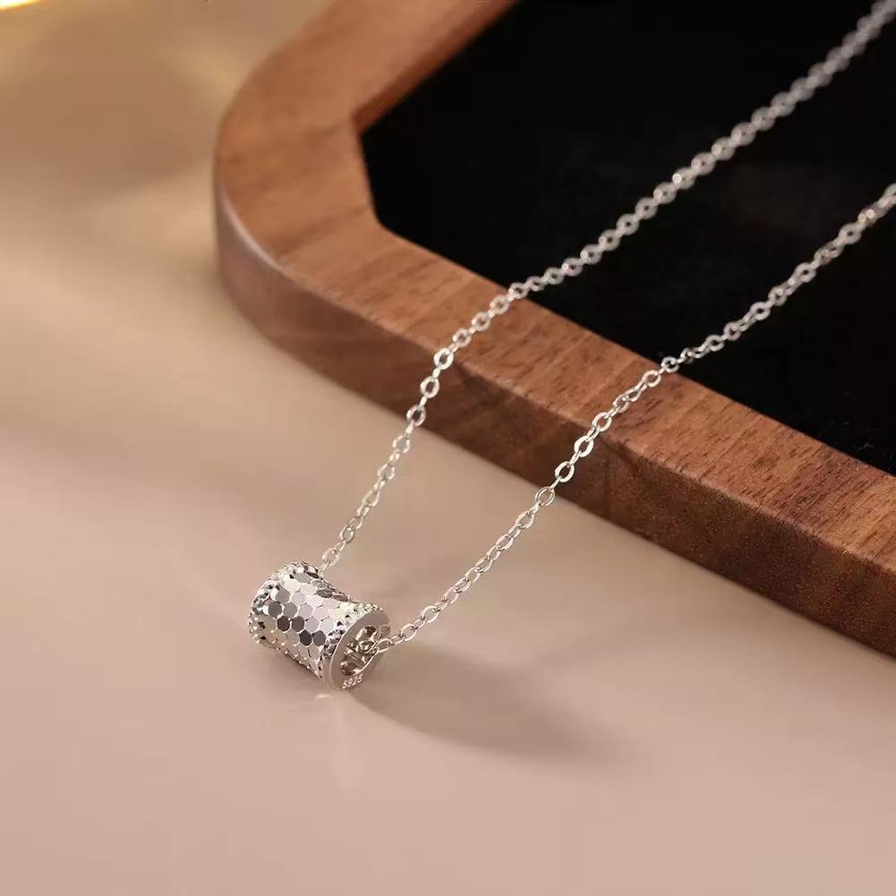 Lucky Barrel Pendant Necklace – 925 Sterling Silver & Gold Vermeil Chain