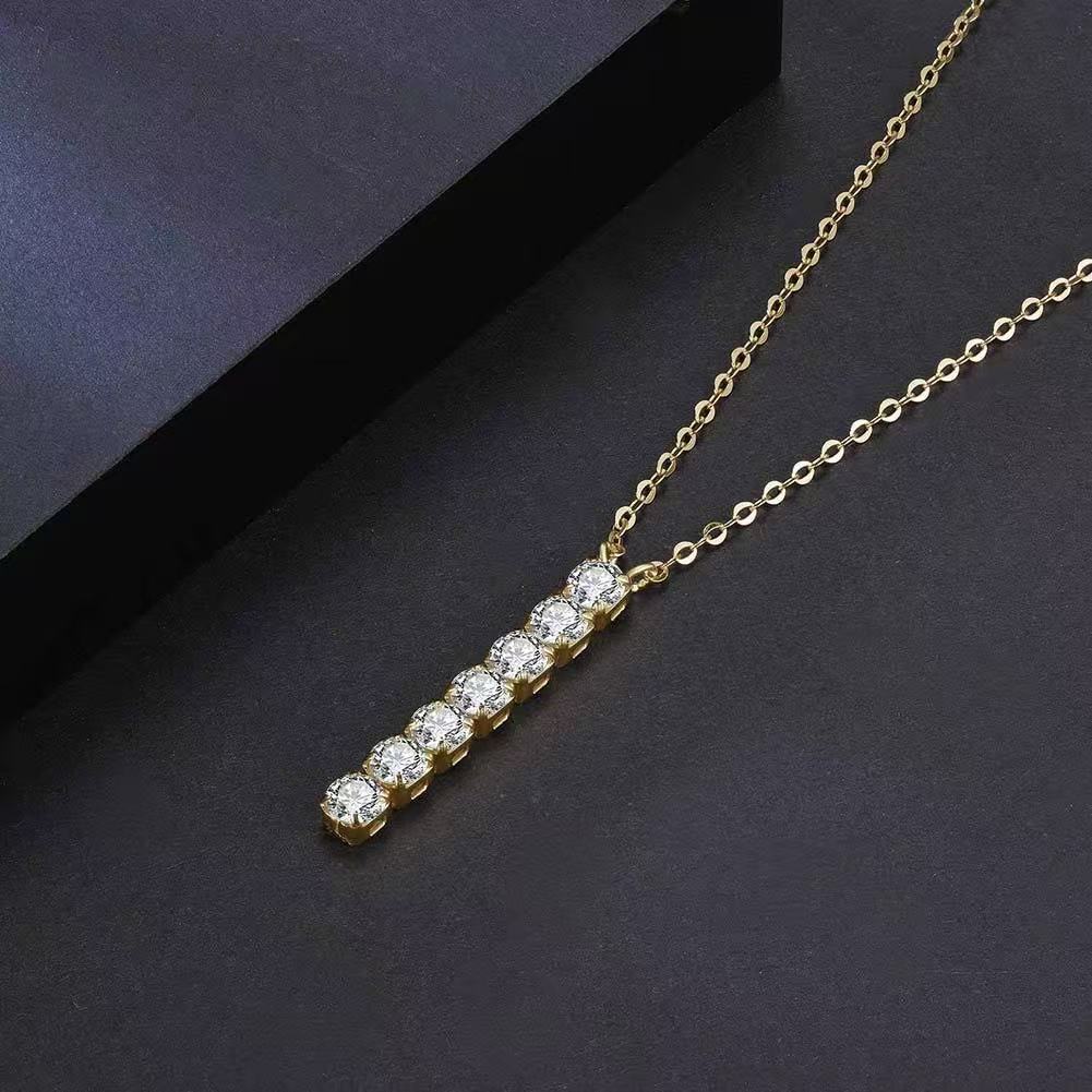 Vertical Bar Pendant Necklace – Sterling Silver & Gold Vermeil Cubic Zirconia Necklace