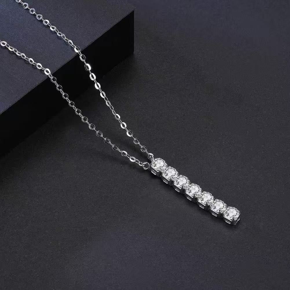 Vertical Bar Pendant Necklace – Sterling Silver & Gold Vermeil Cubic Zirconia Necklace