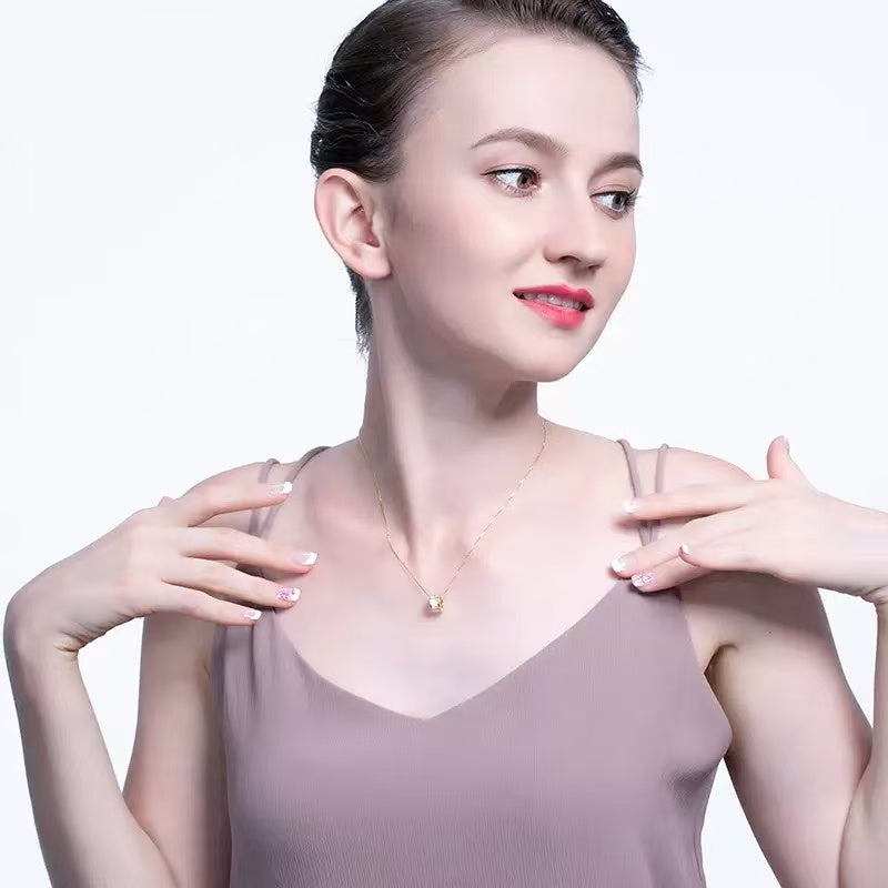 Eternity Circle Pendant Necklace – Sterling Silver or Gold Plated with Baguette Zircon