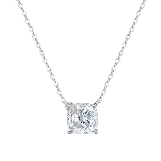 Cushion Cut Zircon Pendant Necklace – Sterling Silver or Gold Vermeil