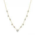 Princess Cut & Round Zircon Station Necklace – Sterling Silver or Gold Vermeil