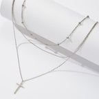 Dainty Cross Layered Necklace Multi-Strand Necklaces