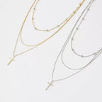 Dainty Cross Layered Necklace Multi-Strand Necklaces