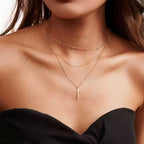 Dainty Cross Layered Necklace Multi-Strand Necklaces