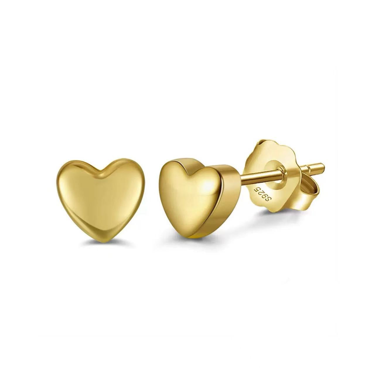 Minimalist Heart Stud Earrings – Sterling Silver or Gold Vermeil