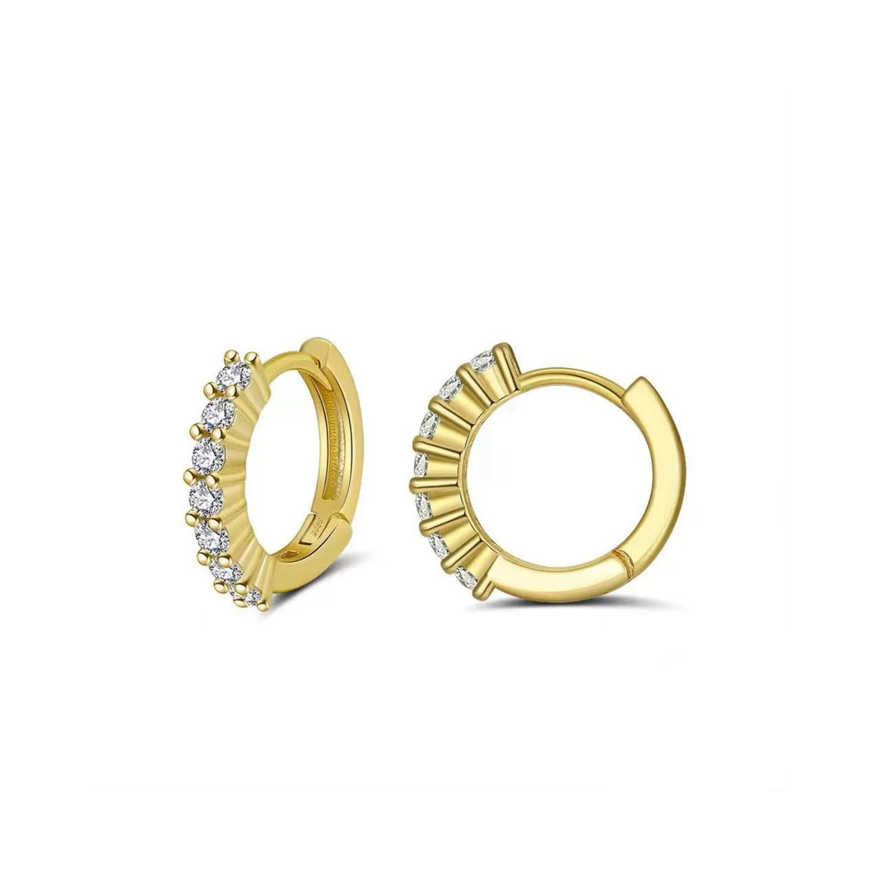Sparkling CZ Huggie Hoop Earrings – Sterling Silver or Gold Vermeil