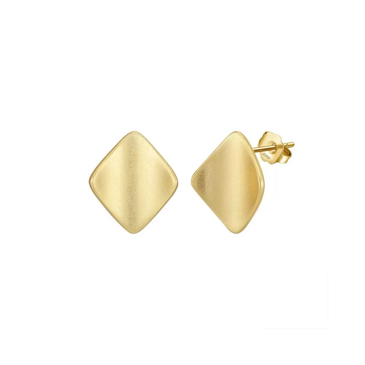 Geometric Diamond-Shaped Stud Earrings – Sterling Silver or Gold Vermeil