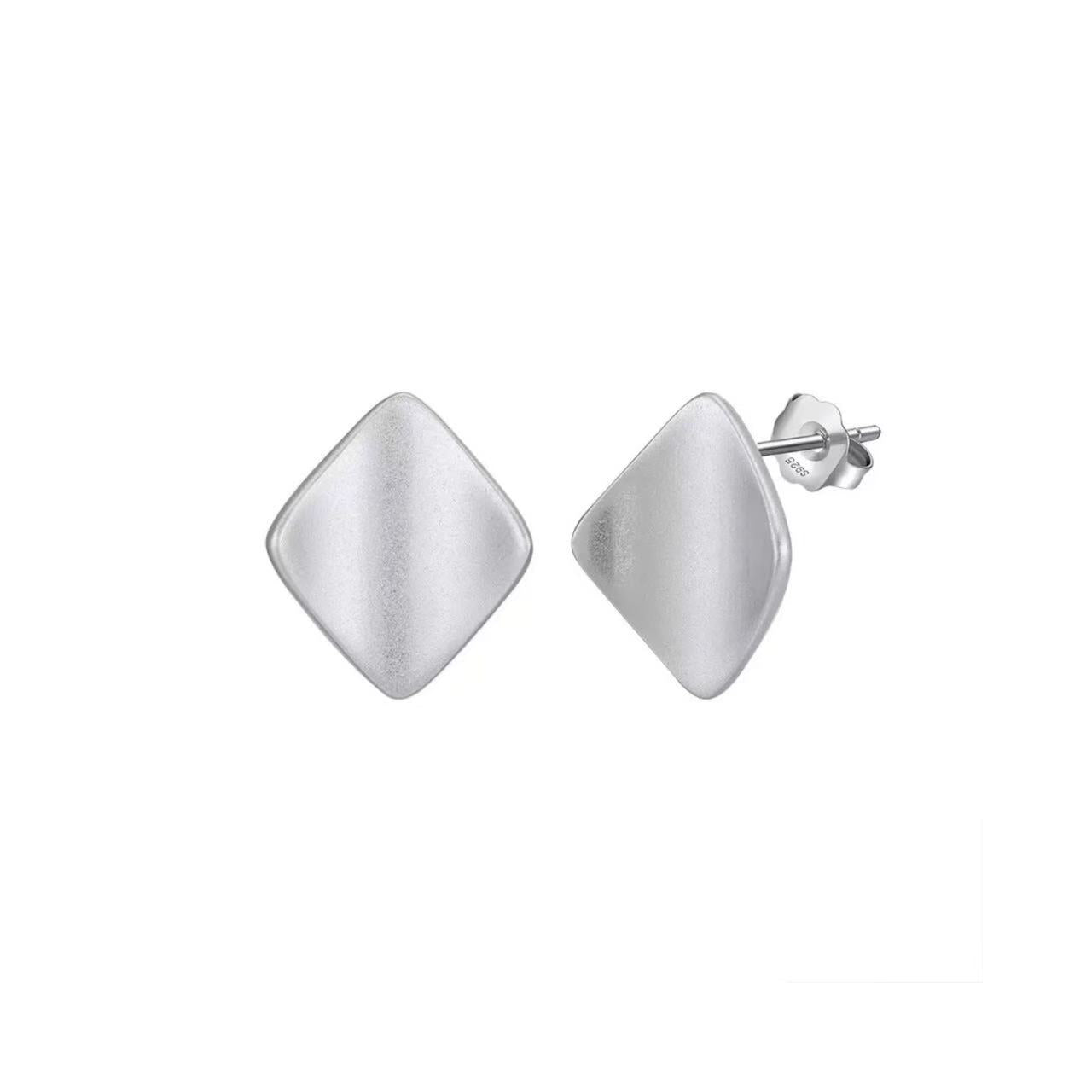 Geometric Diamond-Shaped Stud Earrings – Sterling Silver or Gold Vermeil