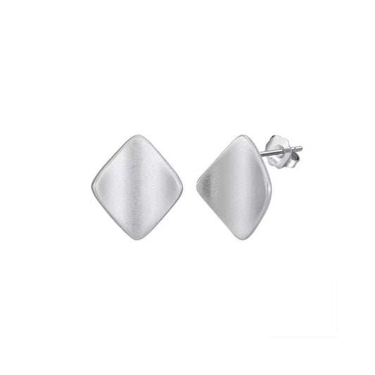 Geometric Diamond-Shaped Stud Earrings – Sterling Silver or Gold Vermeil