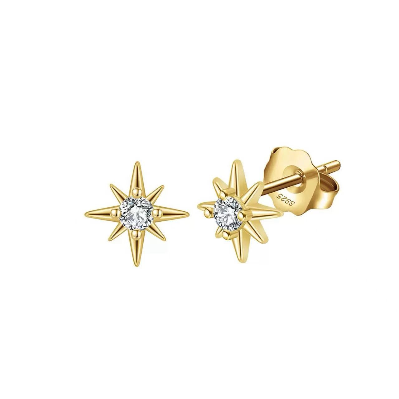 North Star Zircon Stud Earrings – Sterling Silver or Gold Vermeil