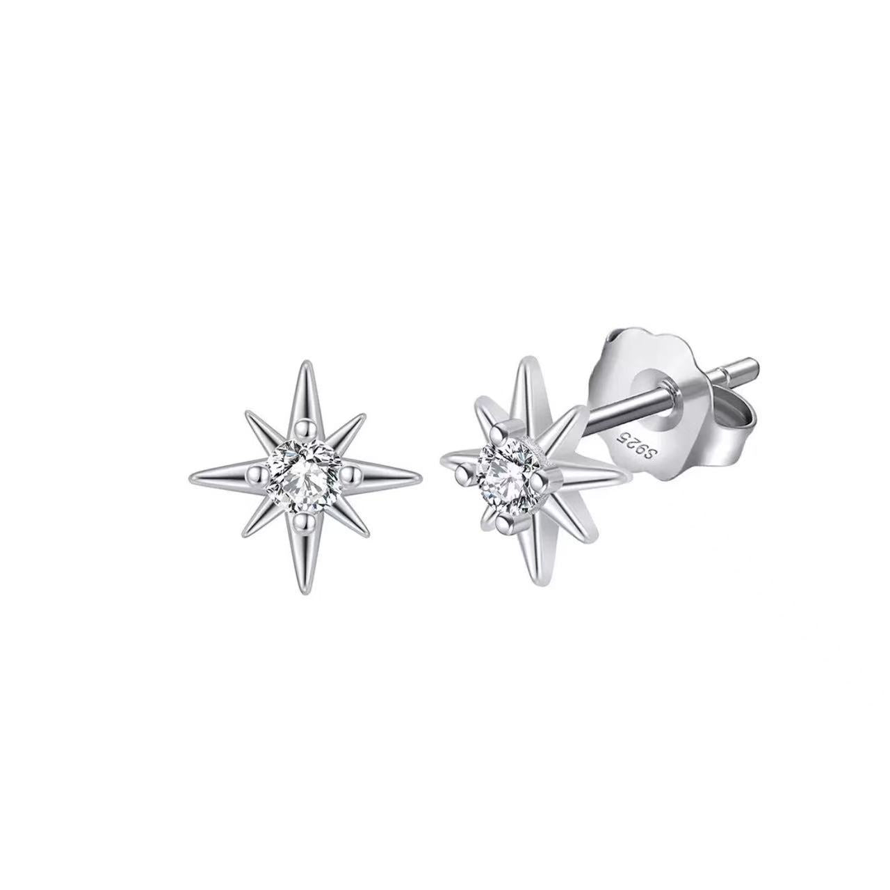 North Star Zircon Stud Earrings – Sterling Silver or Gold Vermeil