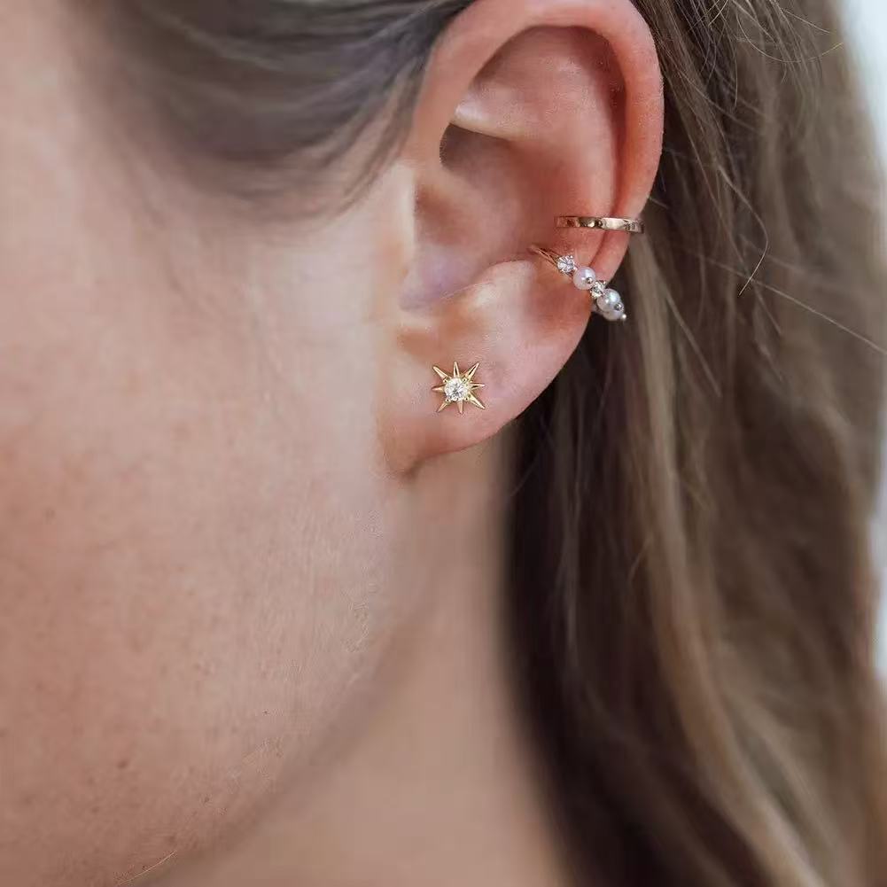 North Star Zircon Stud Earrings – Sterling Silver or Gold Vermeil