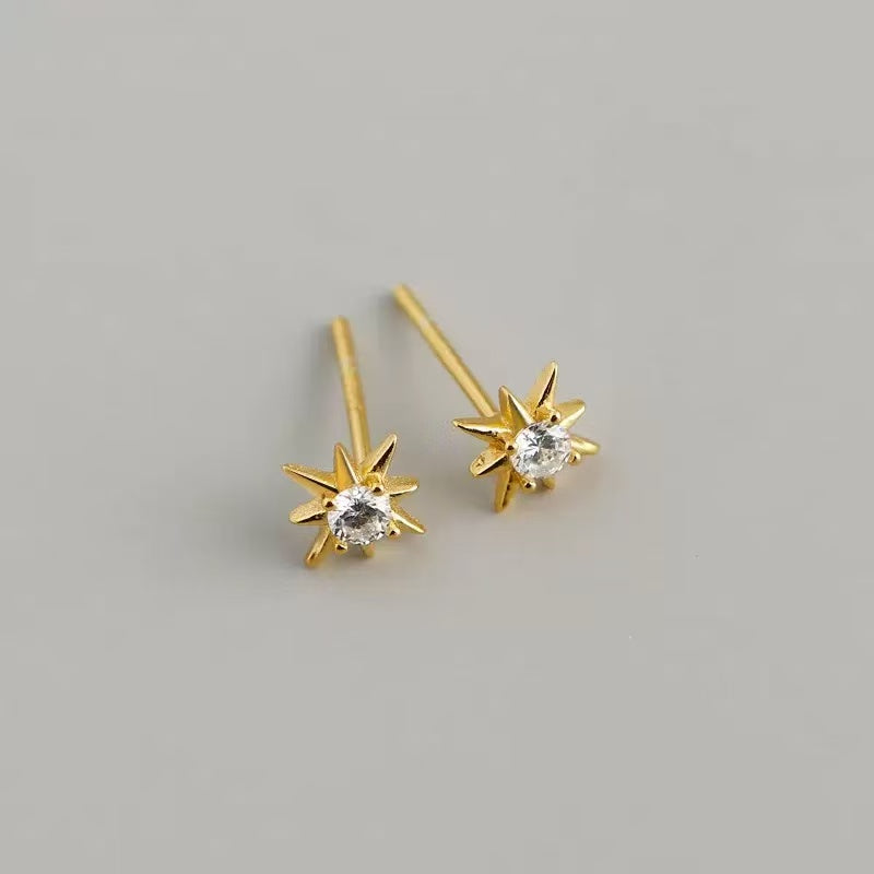 North Star Zircon Stud Earrings – Sterling Silver or Gold Vermeil