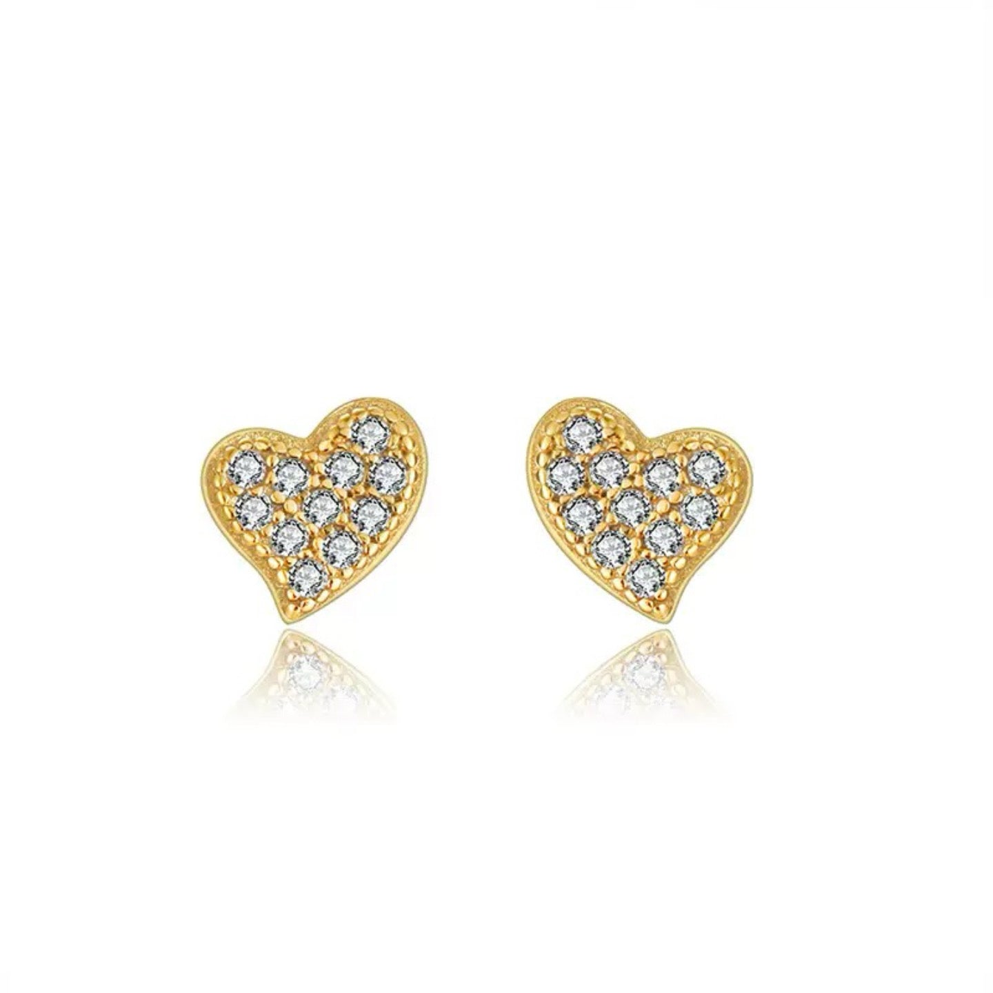 Pavé Heart Stud Earrings – Sterling Silver or 14K Gold Vermeil