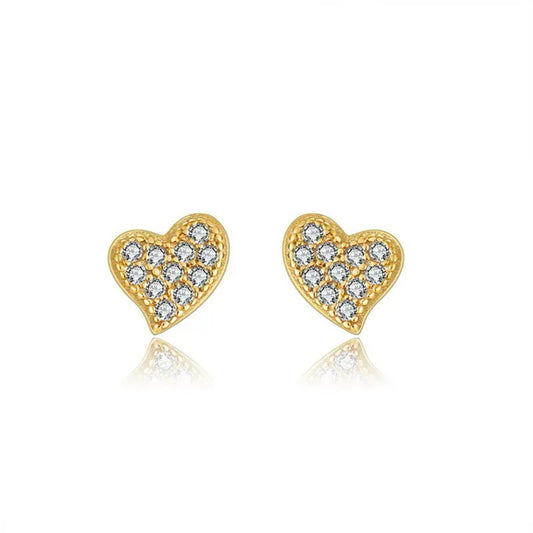 Pavé Heart Stud Earrings – Sterling Silver or 14K Gold Vermeil