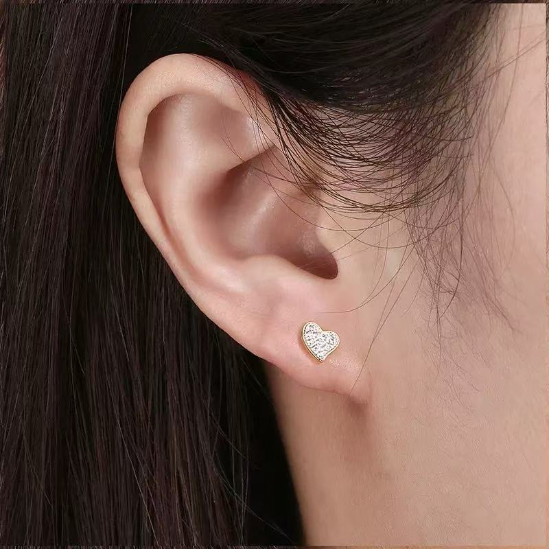 Pavé Heart Stud Earrings – Sterling Silver or 14K Gold Vermeil
