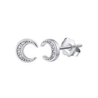 Pave Crescent Moon Stud Earrings Stud Earrings