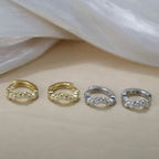 Bezel Dot Huggie Hoops Hoop Earrings