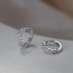 Bezel Dot Huggie Hoops Hoop Earrings