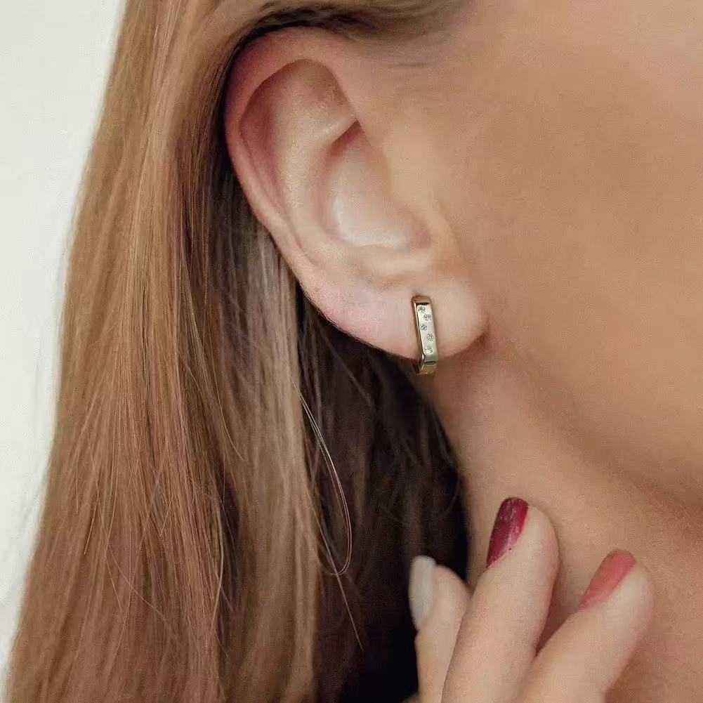 Geometric Rectangle Hoop Earrings – Sterling Silver or Gold Vermeil