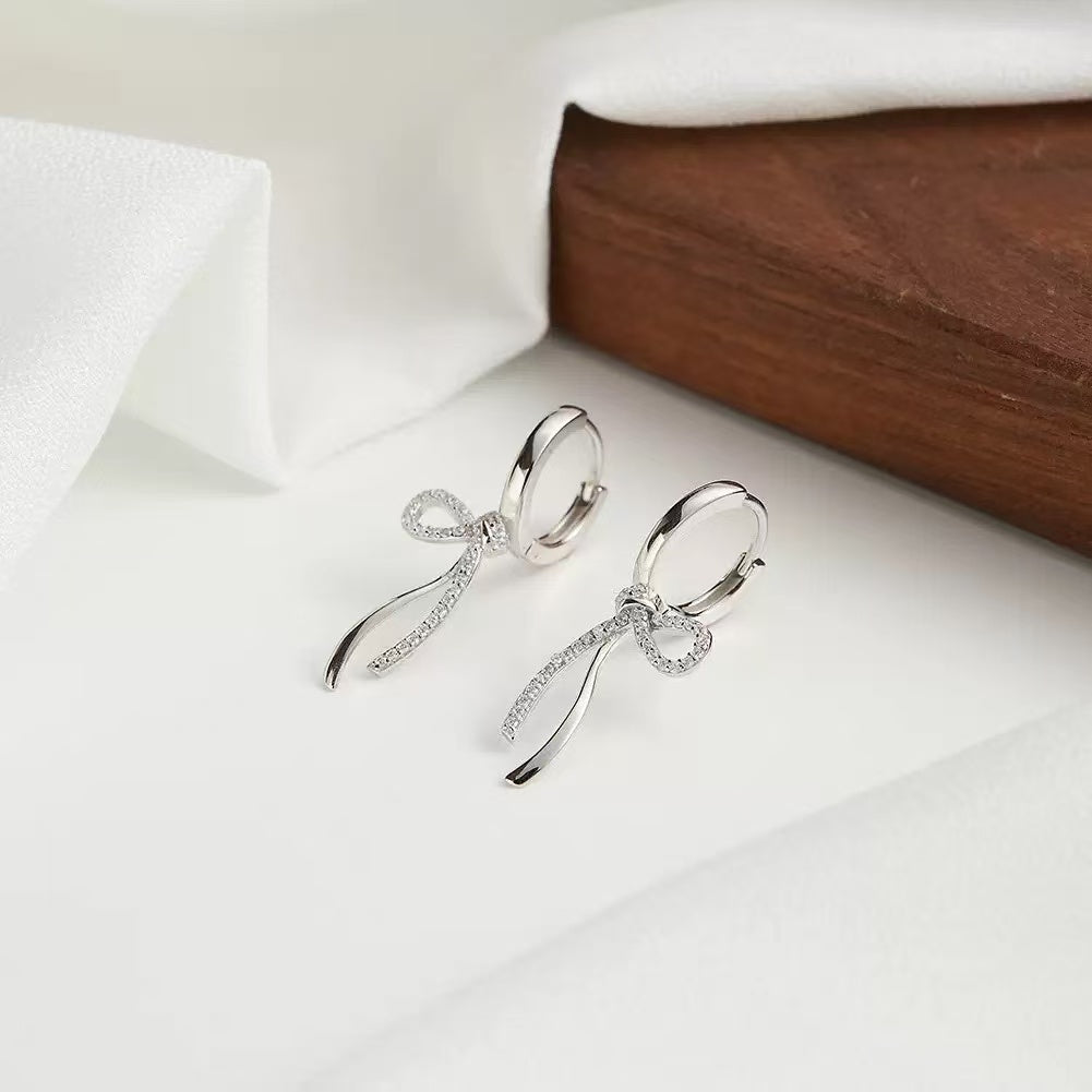Luxury Bow Tie Drop Earrings – Sterling Silver or Gold Plated