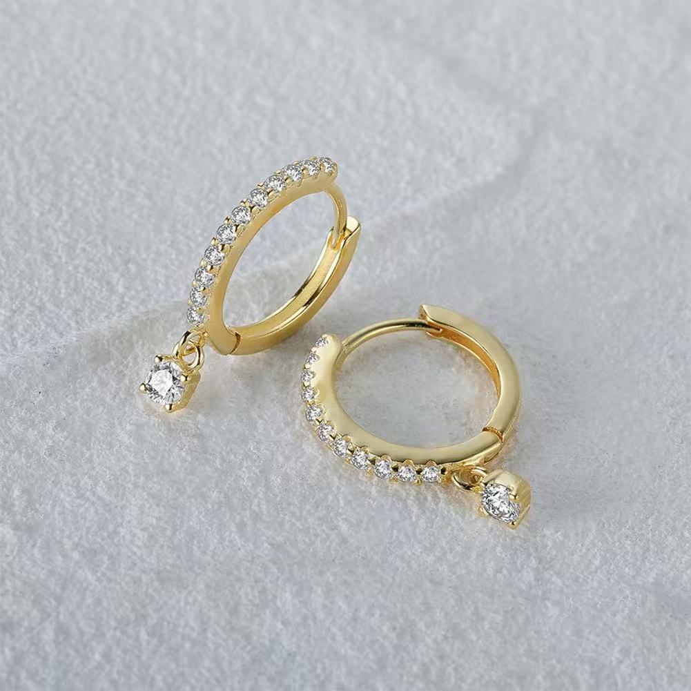 Elegant Sparkling Hoop Drop Earrings – Sterling Silver or Gold Plated