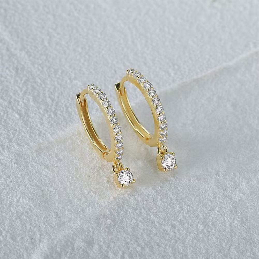 Elegant Sparkling Hoop Drop Earrings – Sterling Silver or Gold Plated