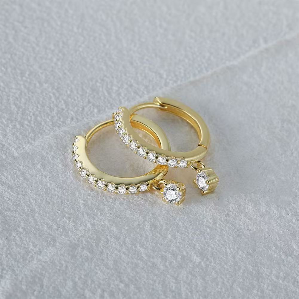 Elegant Sparkling Hoop Drop Earrings – Sterling Silver or Gold Plated