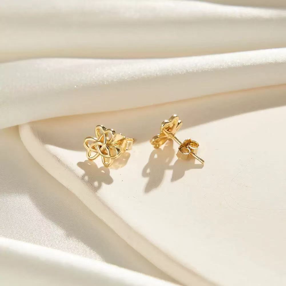 Celtic Knot Clover Stud Earrings – Sterling Silver or Gold Plated