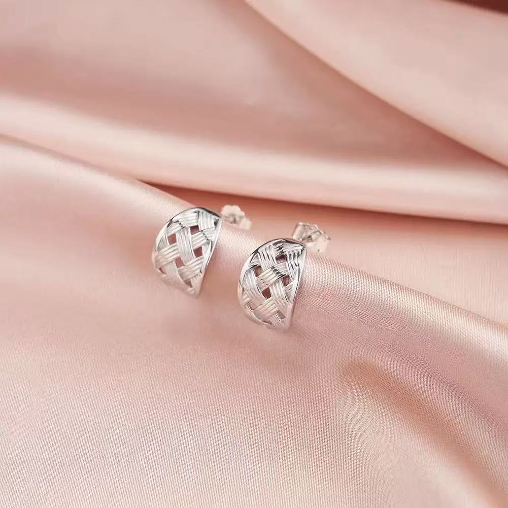 Vintage Woven Hoop Earrings – Sterling Silver or Gold Plated