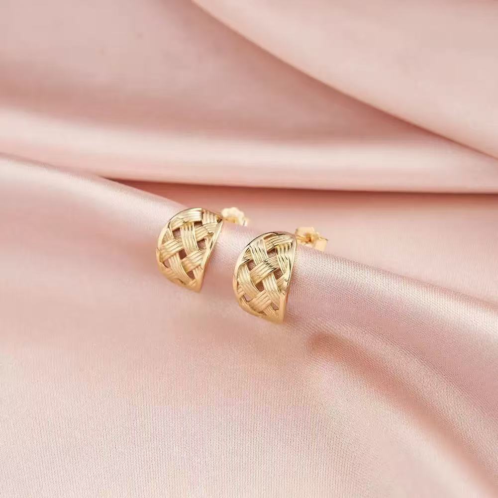 Vintage Woven Hoop Earrings – Sterling Silver or Gold Plated