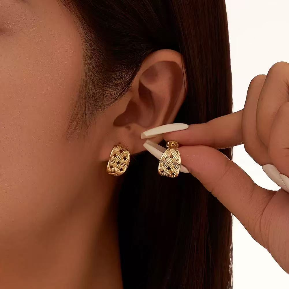 Vintage Woven Hoop Earrings – Sterling Silver or Gold Plated