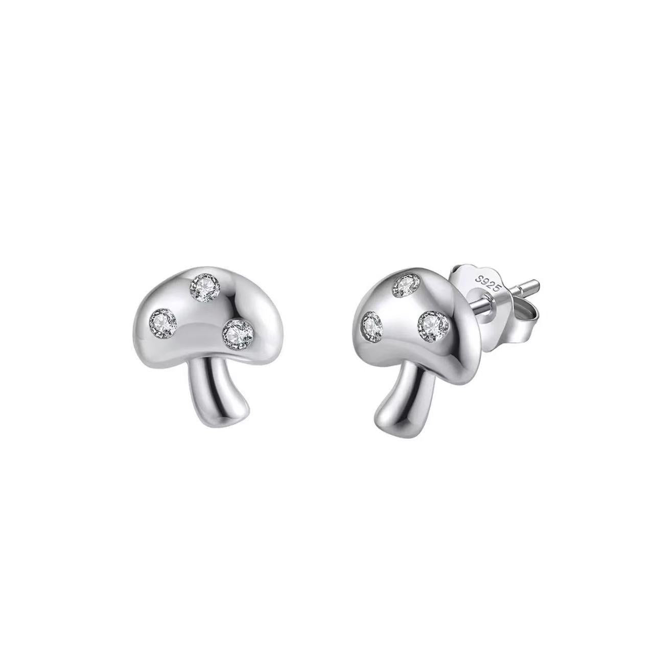 Cute Mushroom Stud Earrings – Sterling Silver or Gold Plated