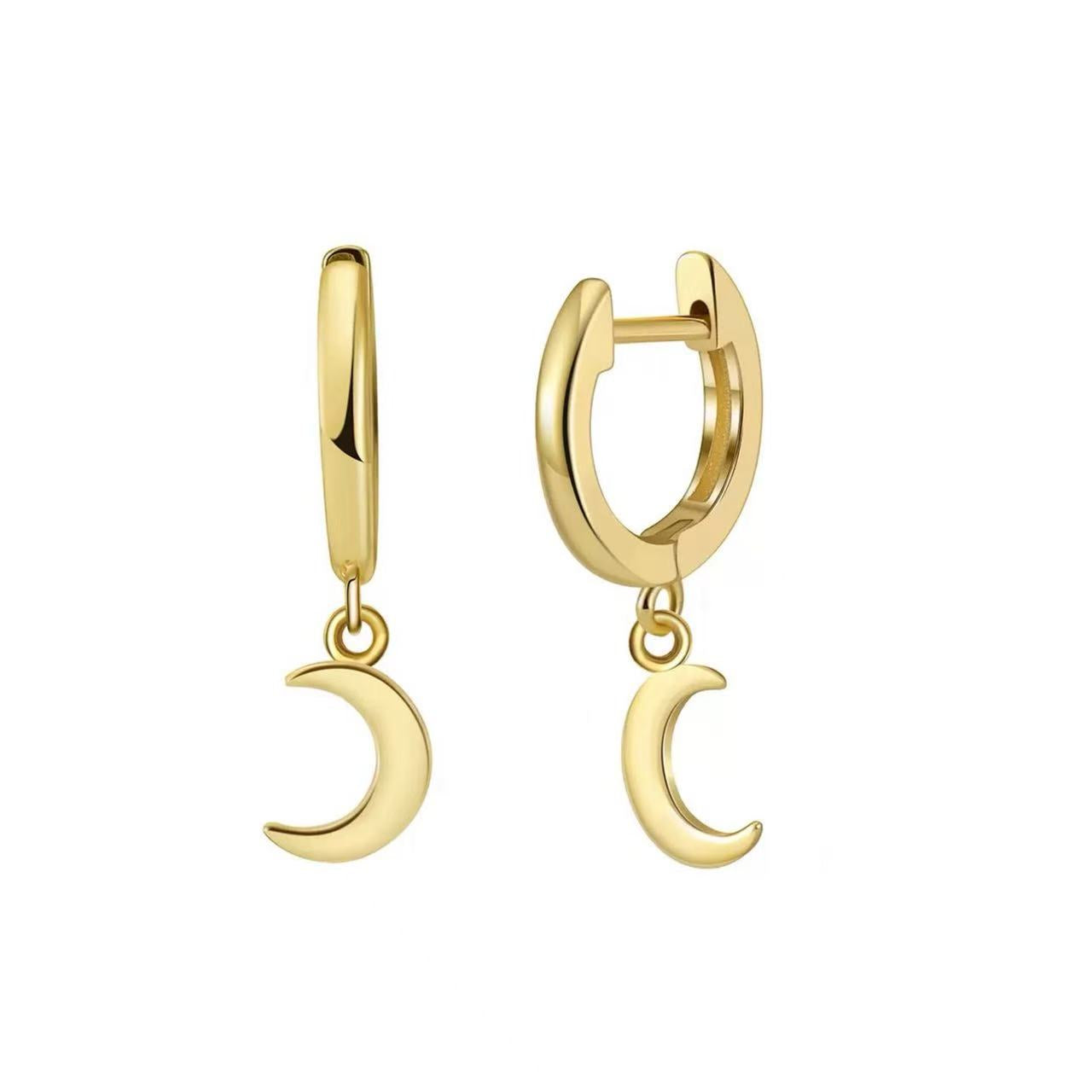 Moon Charm Drop Earrings – Sterling Silver or Gold Plated