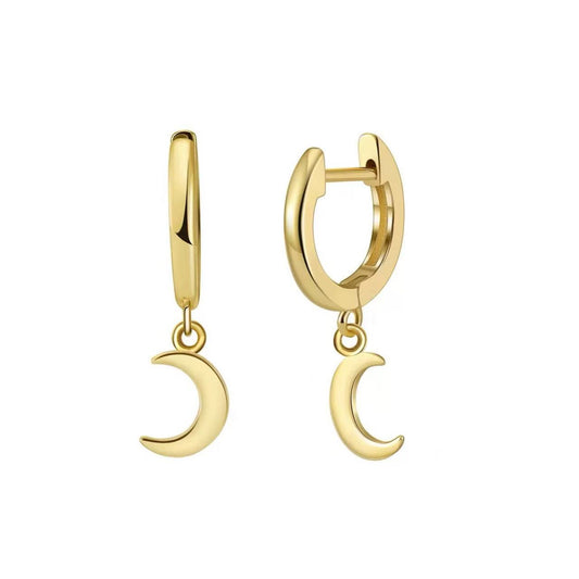 Moon Charm Drop Earrings – Sterling Silver or Gold Plated