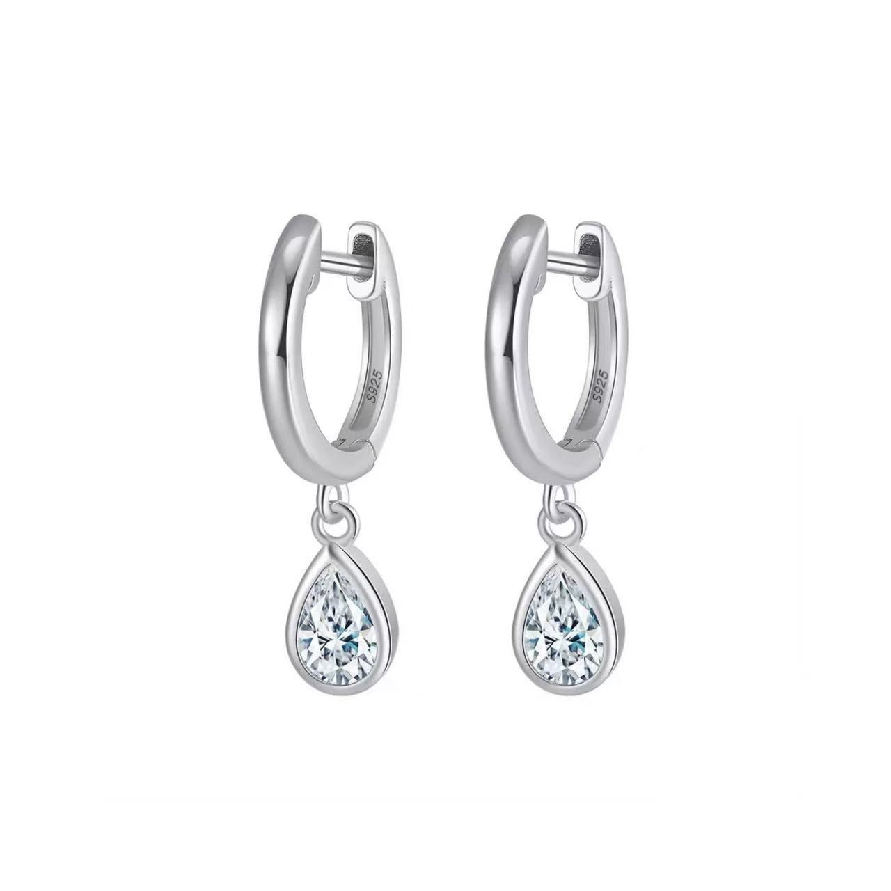 Teardrop Cubic Zirconia Dangle Earrings – Sterling Silver or Gold Plated