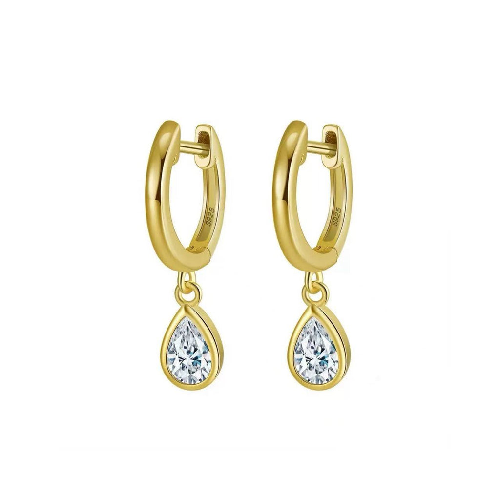 Teardrop Cubic Zirconia Dangle Earrings – Sterling Silver or Gold Plated